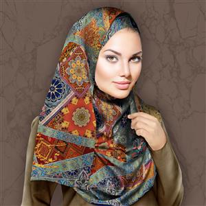 تصویر 3 از گالری عکس روسری با طرح سنتی کاشی و فرش ایرانی