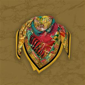 تصویر 5 از گالری عکس روسری با برگ های قرمز و سبز و باروک کلاسیک طلایی