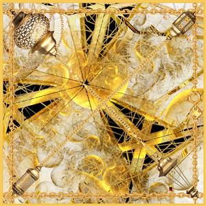 تصویر 1 از گالری عکس روسری با فانوس طلایی و پس زمینه حباب طلایی سلطنتی