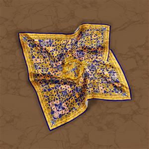 تصویر 2 از گالری عکس روسری حاشیه دار با زنجیر های آبی تیره و طلایی