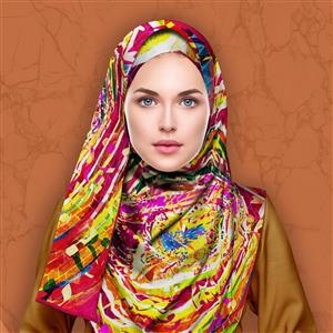 تصویر 4 از گالری عکس روسری طرح تونل رنگارنگ با خط فارسی