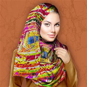 تصویر 3 از گالری عکس روسری طرح تونل رنگارنگ با خط فارسی