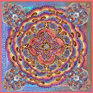 تصویر 1 از گالری عکس روسری نقاشی با پترن های رنگارنگ