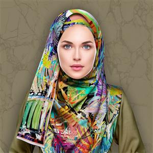 تصویر 4 از گالری عکس روسری ابریشم با عناصر رنگارنگ سبک قدیمی