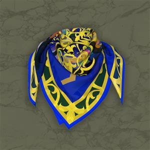 تصویر 5 از گالری عکس روسری انتزاعی آبی با تزئینات طلایی