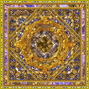 تصویر 1 از گالری عکس روسری باروک زیبا با حاشیه طلایی