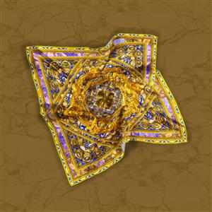 تصویر 2 از گالری عکس روسری باروک زیبا با حاشیه طلایی