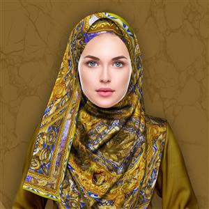 تصویر 4 از گالری عکس روسری باروک زیبا با حاشیه طلایی