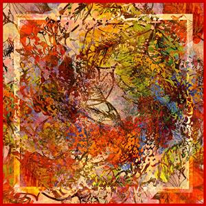 تصویر 1 از گالری عکس طرح روسری برگ های پاییزی با خوشنویسی فارسی