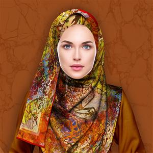 تصویر 4 از گالری عکس طرح روسری برگ های پاییزی با خوشنویسی فارسی
