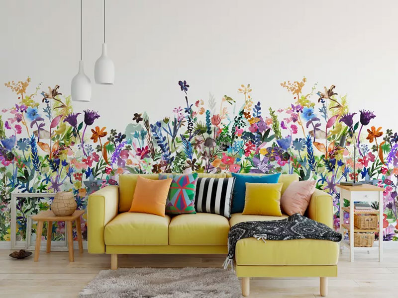 کاغذ دیواری جدید طرح گل و گیاهان انتزاعی