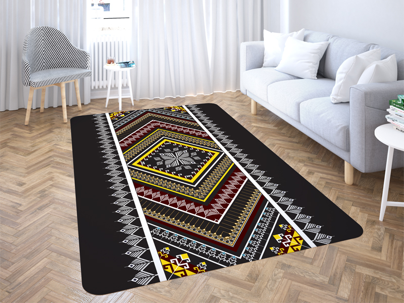 طرح سنتی هندسی قومی ایکات برای حاشیه و پس زمینه فرش و پارچه مجموعه 1