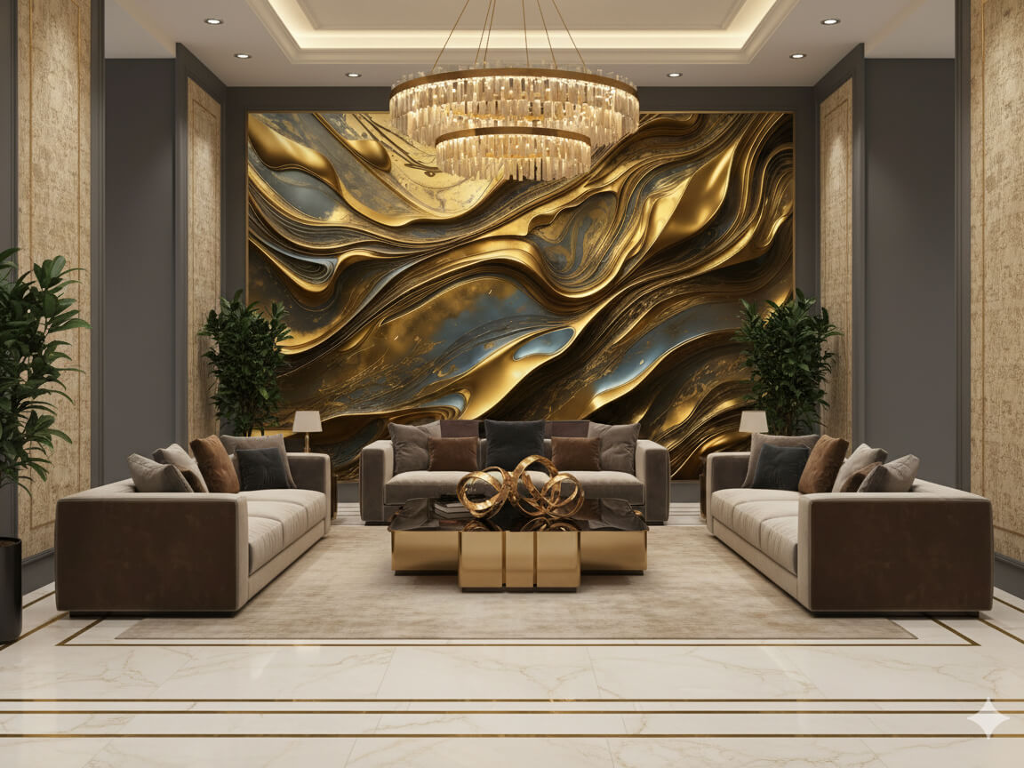 کلکسیون نقاشی آبستره طلایی و هنری لوکس