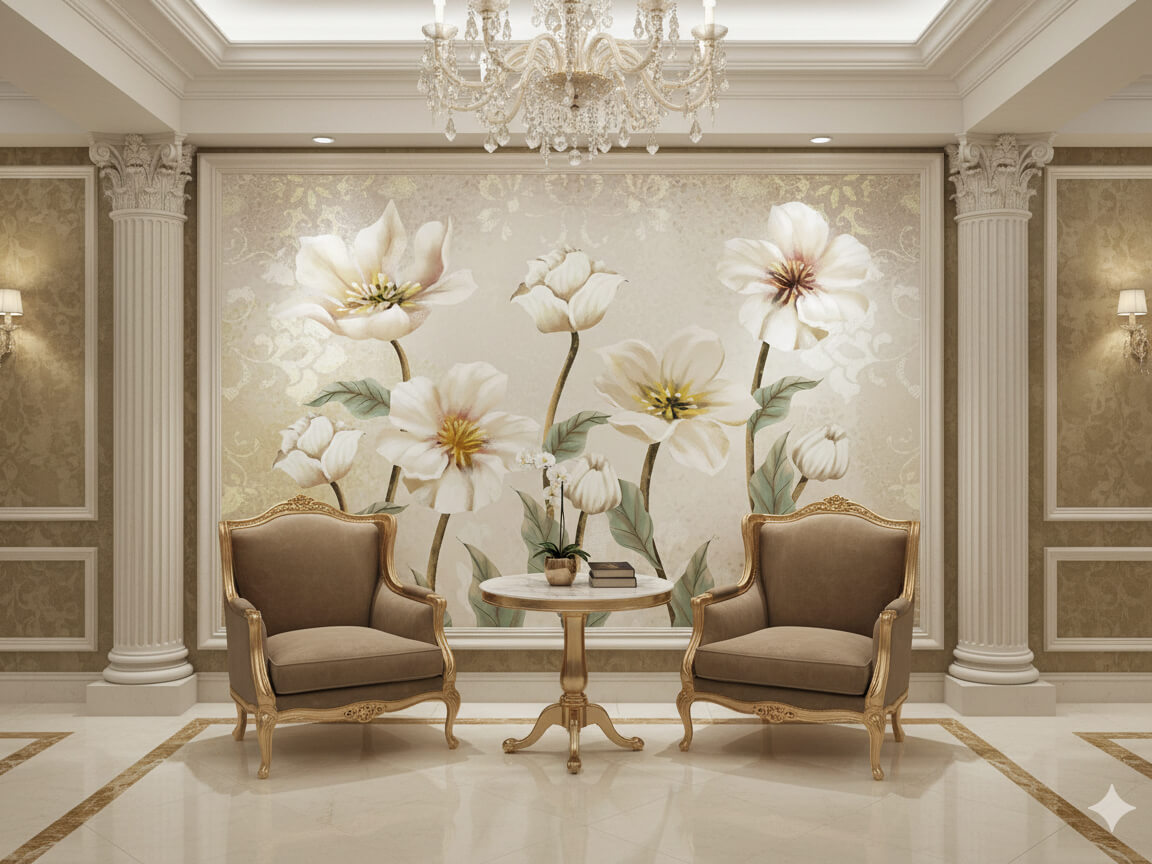 کلکسیون وال‌آرت سه‌بعدی گل‌های لوکس | طرح‌های مرواریدی و ساتن