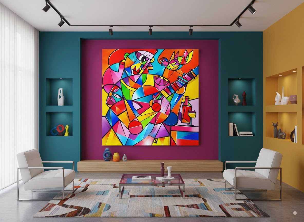 مجموعه نقاشی مدرن به سبک کوبیسم | هنر پاپ آرت رنگارنگ و هندسی