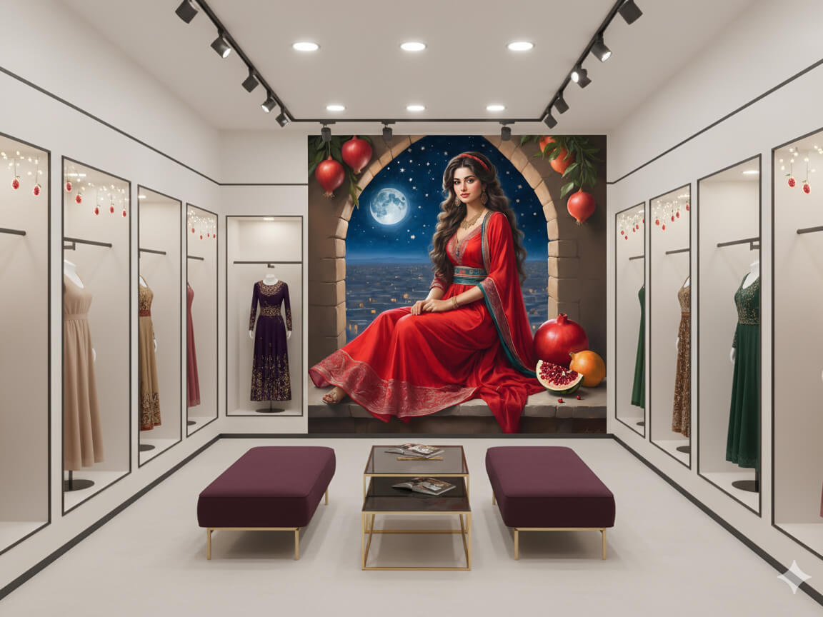 کلکسیون تصاویر دخترانه شب یلدا با انار و هندوانه برای چاپ دکوراتیو