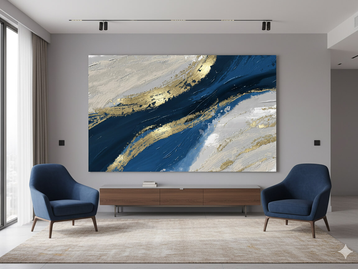 کلکسیون آبستره لاکچری با جزئیات طلایی | وال‌آرت و تابلو دکوراتیو