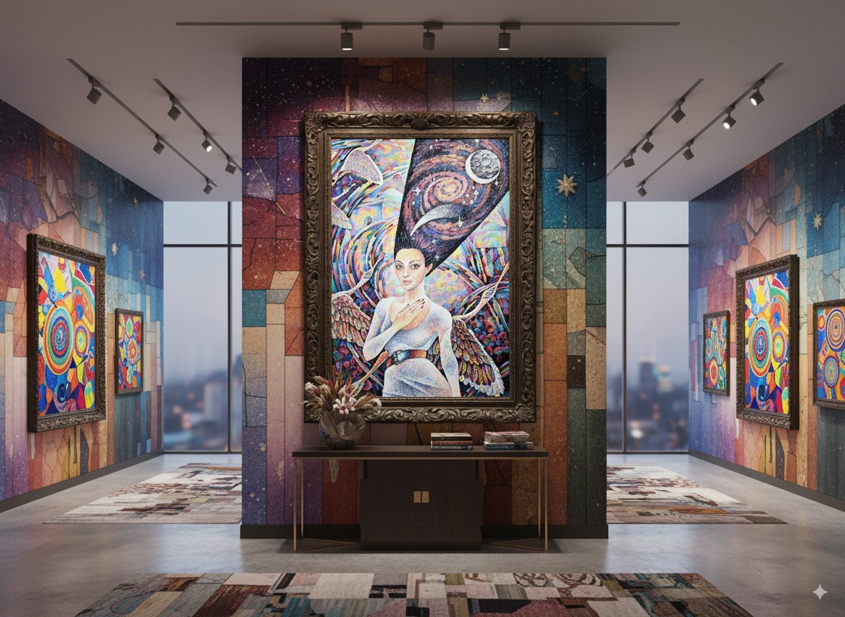 مجموعه نقاشی مدرن به سبک موزاییکی و پوینتیلیسم