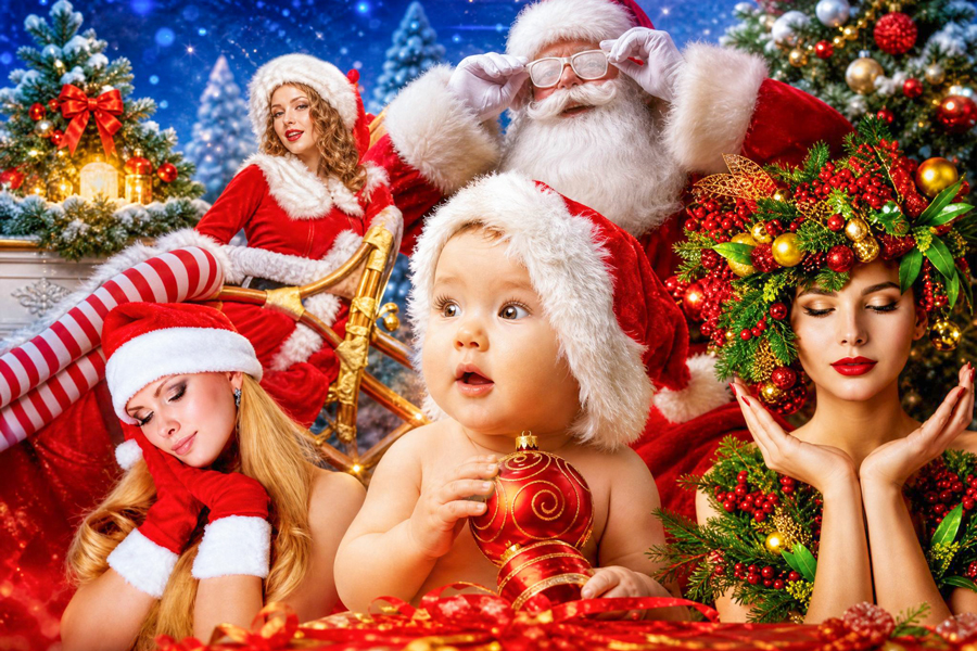 مجموعه عکس کریسمس با بابانوئل، هدیه و پرتره‌های زمستانی