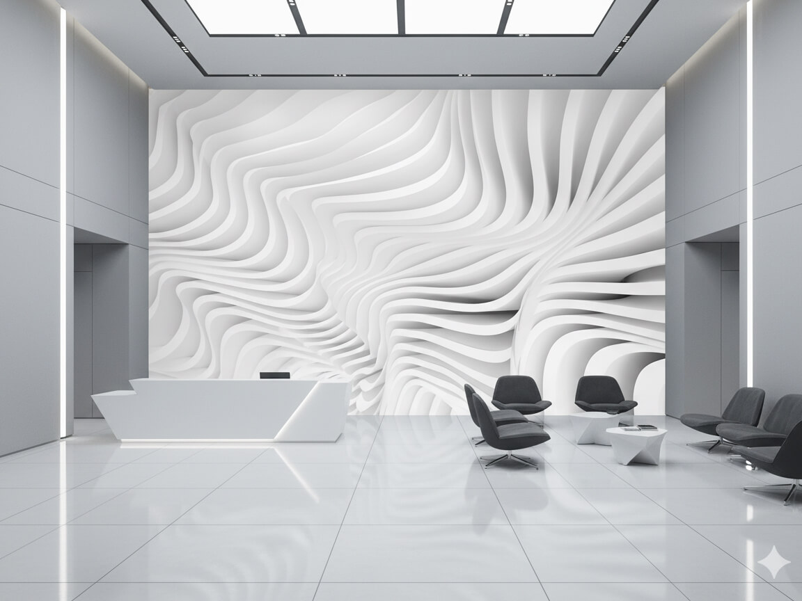 کلکسیون انتزاعی سه‌بعدی سفید و مینیمال برای وال آرت و پوستر