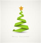 وکتور ساده درخت کریسمس ساخته شده از نوار کاغذی - کارت اصلی سال نو