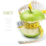 هسته سیب سبز و نوار اندازه گیری مفهوم رژیم غذایی