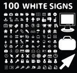100 علامت وب سفید آیکون ها روی وکتور پس زمینه سیاه مجموعه