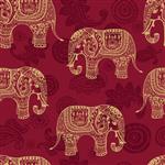 بافت بدون درز شفاف با فیل های طرح دار به سبک هندی وکتور پس زمینه بی پایان