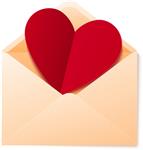 وکتور پاکت نامه ساده با کارت ولنتاین قلب کاغذی قرمز داخل