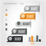 برچسب های اینفوگرافیک نارنجی و خاکستری با نمودار مفهوم اینفوگرافیک