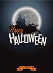 جشن هالووین پوستر پس زمینه تعطیلات مبارک با ماه قلعه مرموز ترسناک