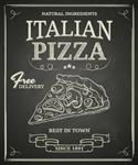 پوستر پیتزا ایتالیایی روی تخته سیاه