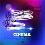 پوستر سینمای فیلم پس‌زمینه با نقاشی‌های طراحی شده با دست و جلوه‌های نور
