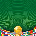 پس زمینه فوتبال با جام طلایی و پرچم آماده برای متن و طراحی شما