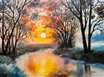 نقاشی رنگ روغن روی بوم - رودخانه