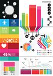 اینفوگرافیک های رنگارنگ نمودارها و عناصر اطلاعاتی