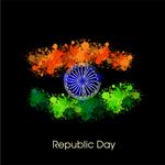 مفهوم روز جمهوری هند مبارک با چرخ آشکا در پس زمینه رنگ پرچم ملی