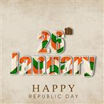مفهوم روز جمهوری هند مبارک با متن شیک در سه رنگ ملی در زمینه قهوه ای پرنعمت