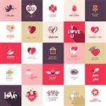 مجموعه بزرگی از نمادها برای روز ولنتاین روز مادر عروسی عشق و رویدادهای عاشقانه