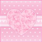 کارت تبریک روز ولنتاین قلب زیبا از گلبرگ های صورتی