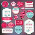 مجموعه ای از برچسب ها و نشان ها برای روز ولنتاین
