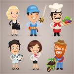 Professions Cartoon Characters Set1 3 در فایل EPS هر عنصر جداگانه گروه بندی شده است