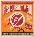 قالب پوستر رترو برای رستوران فست فود سریعترین غذا در شهر - مفهوم طراحی تبلیغاتی برای رسانه های چاپی برچسب قدیمی برای مواد غذایی و مواد اولیه خوشمزه 100٪ طبیعی