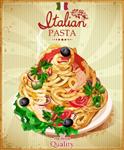 پاستا ایتالیایی اسپاگتی با سس منوی رستوران پوستر به سبک قدیمی