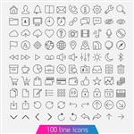 مجموعه آیکون 100 خطی آیکون های نازک و ساده مد روز برای وب و موبایل