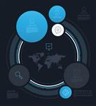 وکتور گرافیک اطلاعات دایره انتزاعی با نمادهای خط