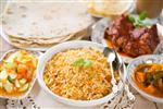 غذای هندی برنج بریانی کاری مرغ چای شیر ماسالا سبزیجات آکار روتی چاپاتی و پاپادوم