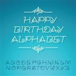 حروف الفبای دستی طراحی کارت تبریک تولد وکتور