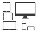 مجموعه ای از نمادهای شبح دستگاه الکترونیکی سیاه رنگ وکتور از تلفن هوشمند تبلت لپ تاپ و کامپیوتر