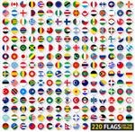 220 پرچم جهان شکل دایره ای وکتور مسطح